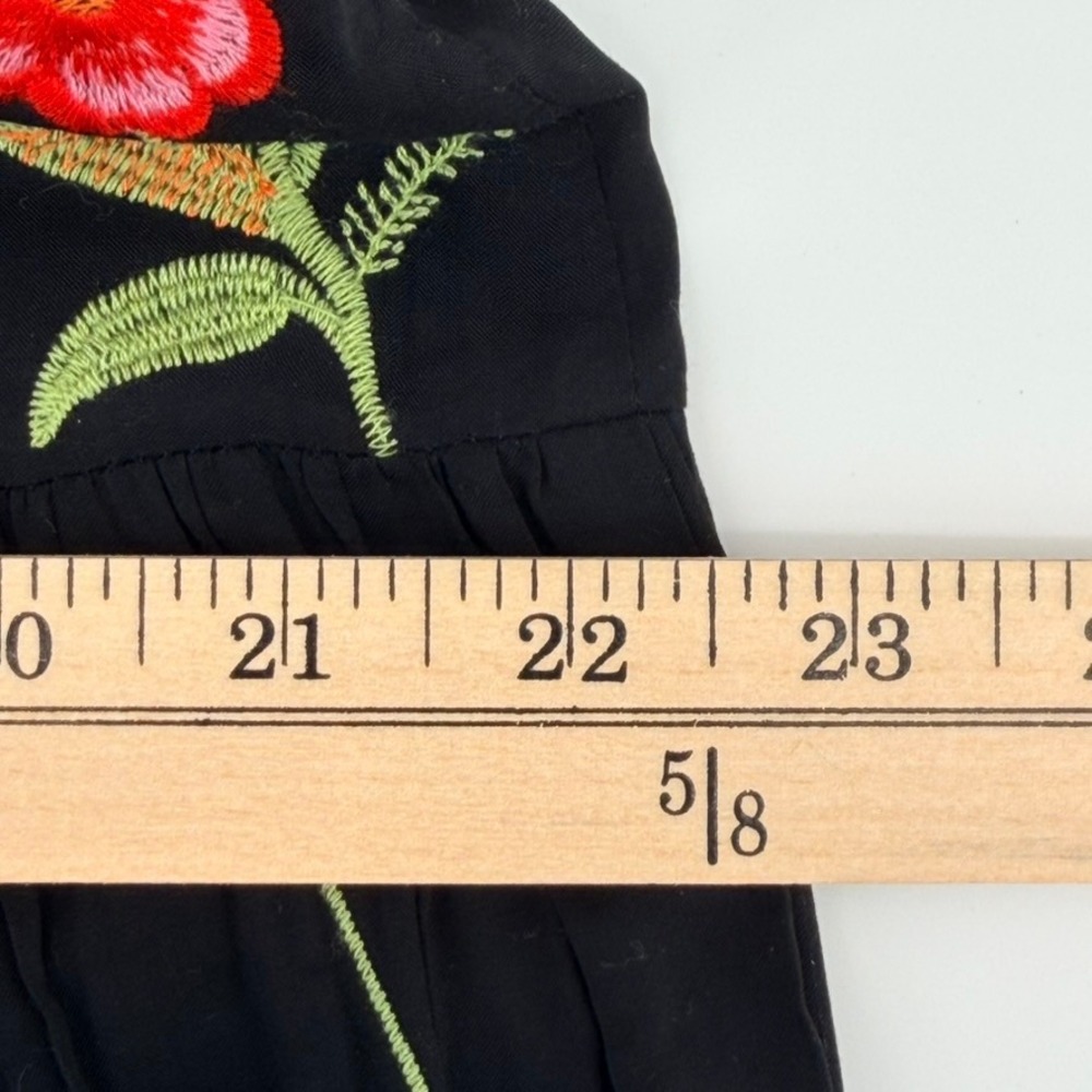 Anthropologie Maeve Allison Tunic Black Floral Birds Embroidered Babydoll Boho M - Picture 6 of 12